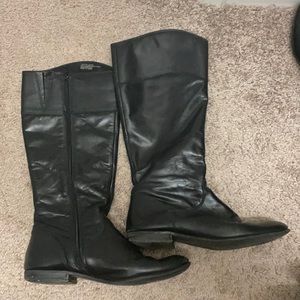 Black riding-style boots (real leather)
